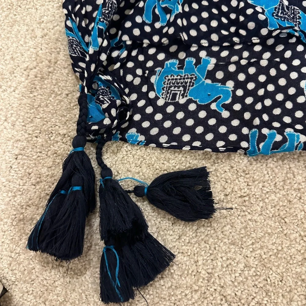 Crown & Ivy Polka Dot Scarf with Blue Accents